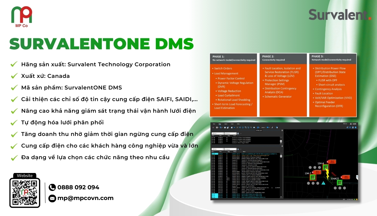 SurvalentONE DMS (Distribution Management System) là giải pháp phần mềm quản lý lưới điện phân phối với các chức năng nâng cao, hỗ trợ người vận hành đưa ra những quyết định linh hoạt, nhanh chóng và chính xác. 