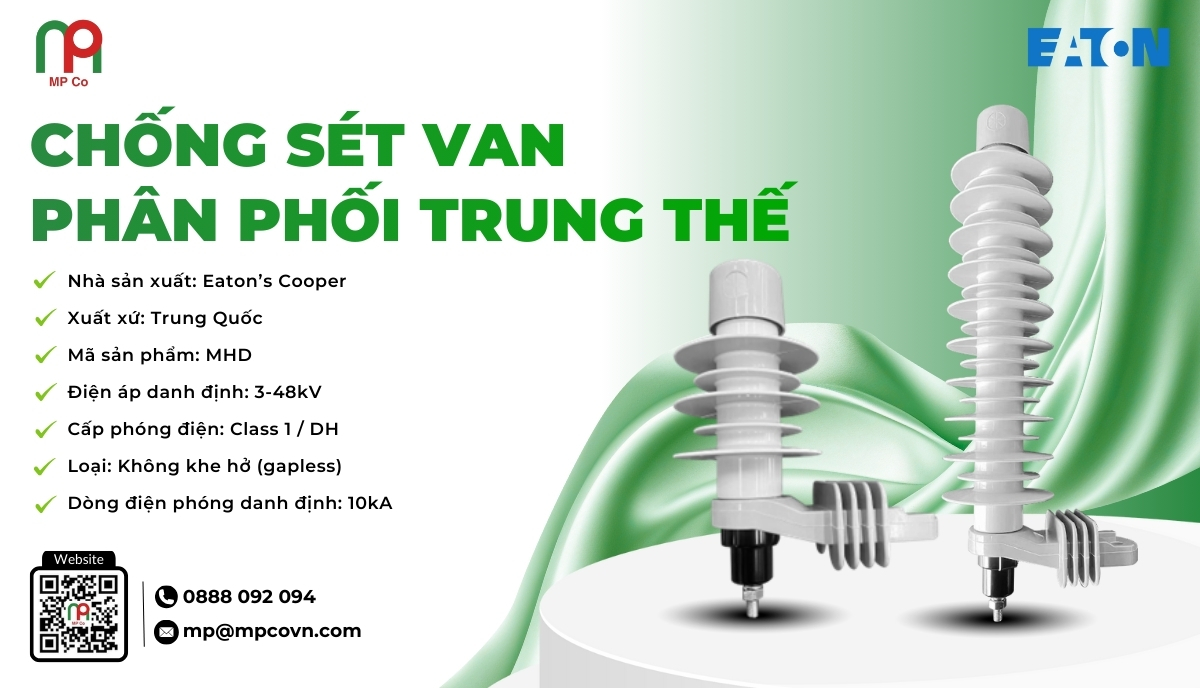 Chống sét van phân phối trung thế [MHD] (DH) của Eaton’s Cooper, phân phối chính hãng bởi Công ty TNHH Thương Mại Mỹ Phương (MPCo.,), chính là lựa chọn lý tưởng cho các hệ thống cần sự ổn định cao, bảo vệ mạnh mẽ và độ tin cậy lâu dài.