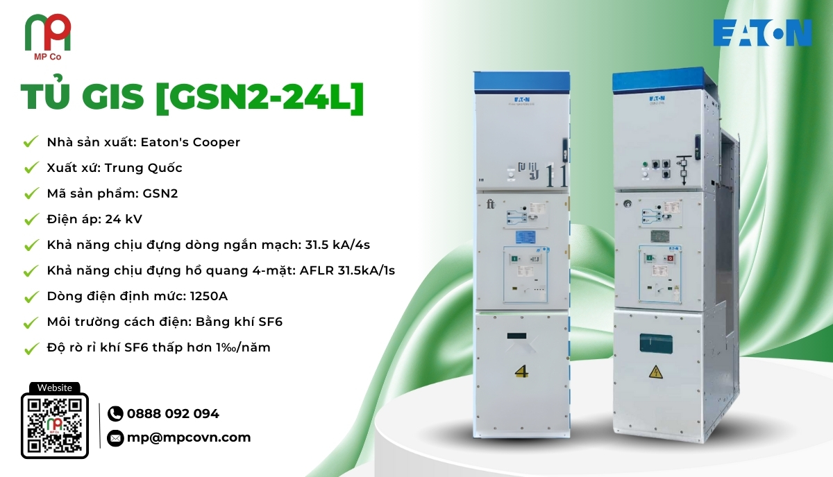 Tủ GIS GSN2-24L do Eaton’s Cooper (Trung Quốc) sản xuất là giải pháp đóng cắt tiên tiến ứng dụng khí cách điện SF6, được thiết kế chuyên biệt cho trạm ngắt trung gian 24kV.