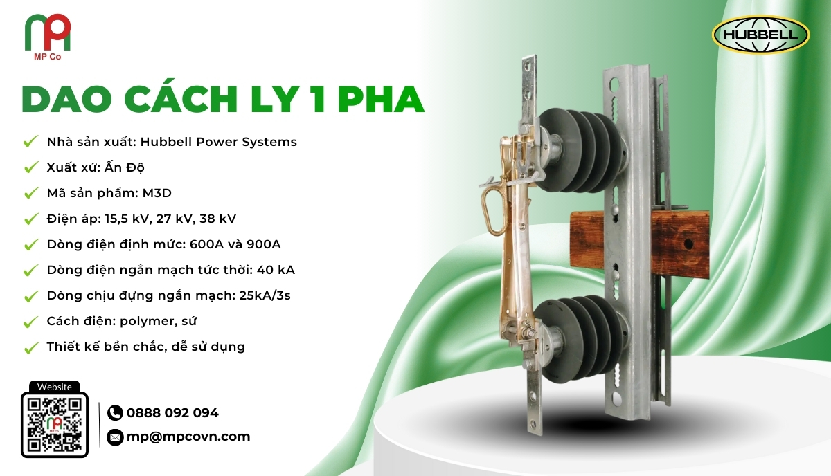 Dao cách ly 1 pha là thiết bị quan trọng trong việc phân đoạn và cách ly các đoạn đường dây trung thế trên không nhằm đảm bảo an toàn cho công tác bảo trì, sửa chữa hoặc vận hành thiết bị.